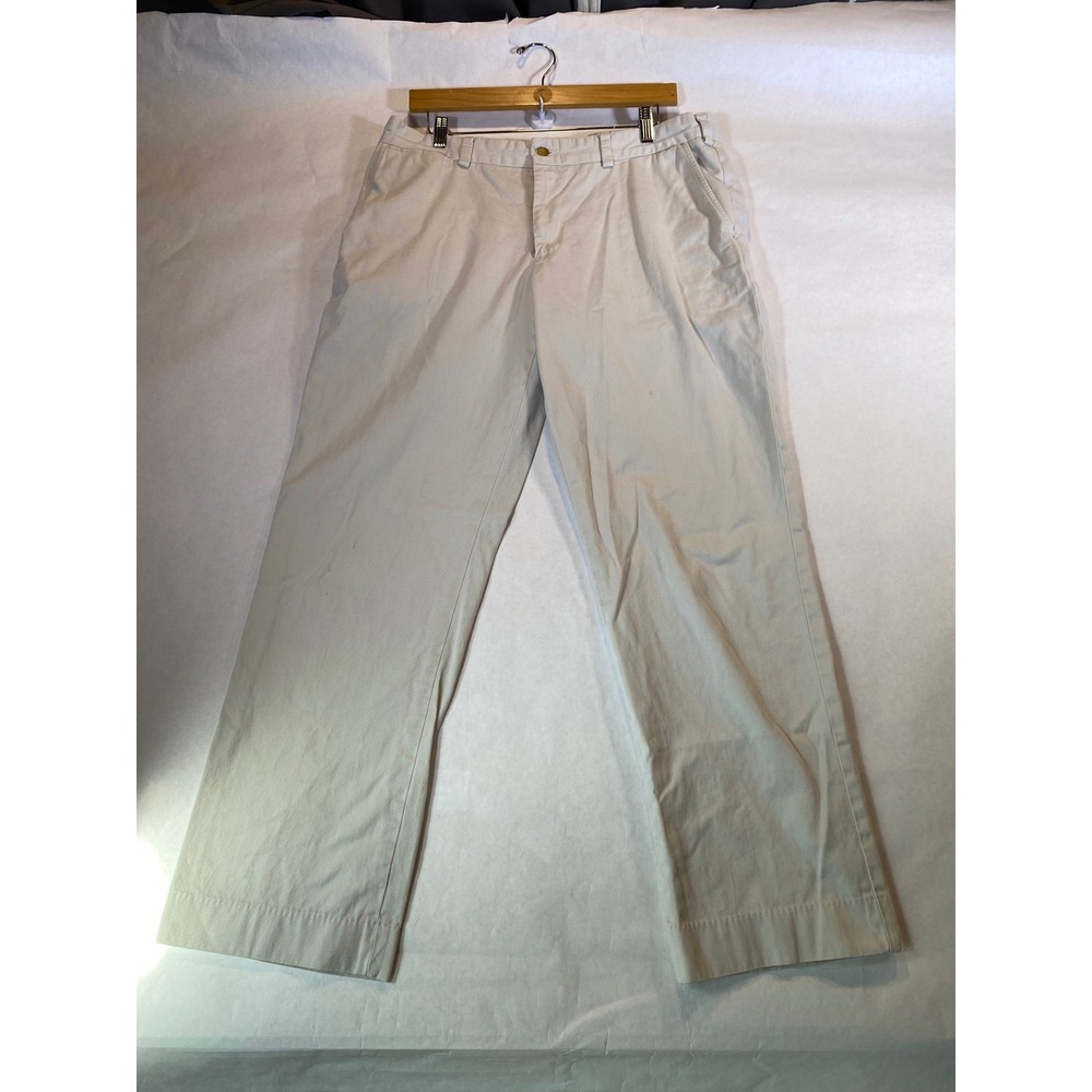 Beige Bills Khakis Trim Fit Flat Front Cotton Chino Pants 36x29 Mens